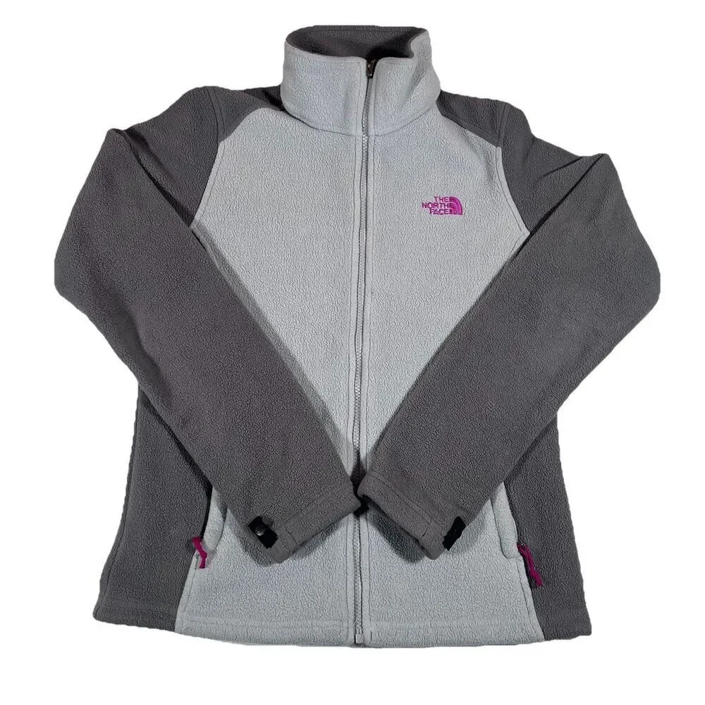 The North Face Full Zip Grey Two Tone Fleece Jacket Women's S/P - Picture 1 of 9